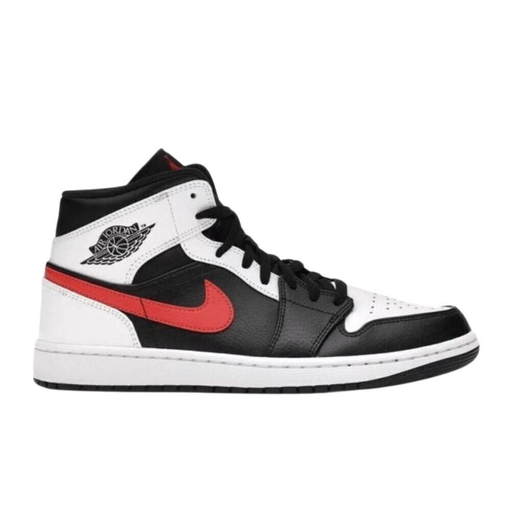NIKE Air Jordan 1 Mid 'Black Chile Red White' Sneakers Size 10